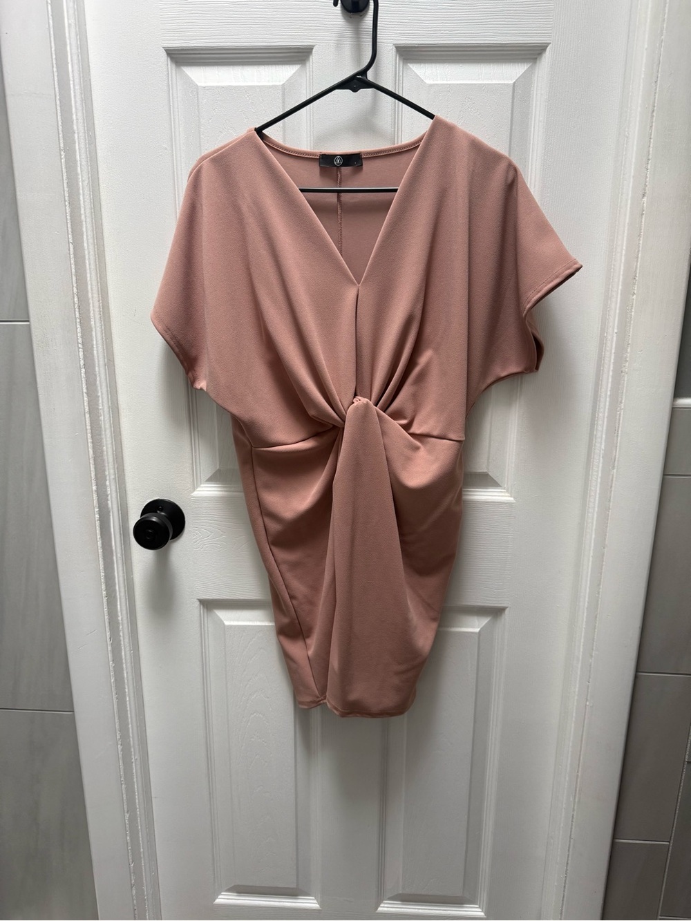 Lulu's Dusty Rose Twist-Front Mini Dress